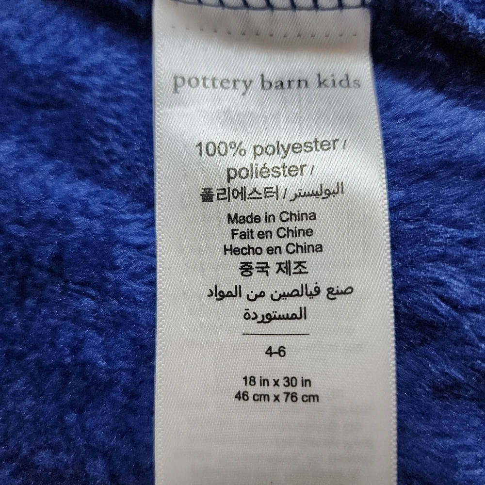 Pottery Barn Kids Shark Plush Hooded Bathrobe Boys Small 4-6